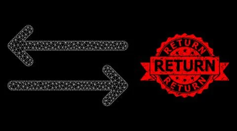 Distress Return Seal and Polygonal Network Flip Arrows Horizontally Stock Illustration