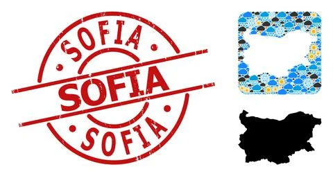 Distress Sofia Stamp and Hole Climate Pattern Map of Bulgaria Stockillustratie