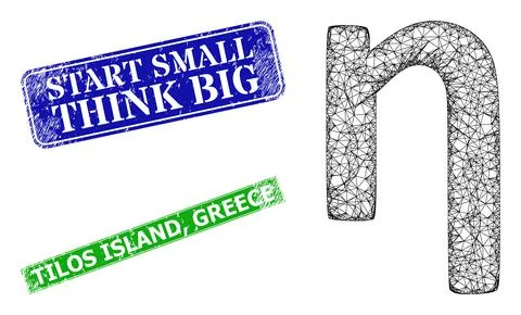 Distress Start Small Think Big Stamp Imitations and Triangular Mesh Eta Greek Illustrazione stock