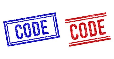 Distress Textured CODE Seal with Double Lines Stock Illustration