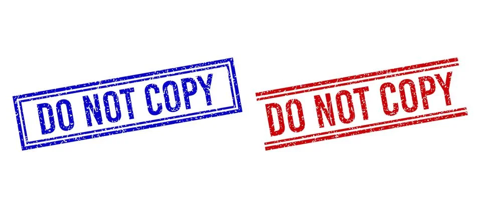 Distress Textured DO NOT COPY Stamps with Double Lines Stock Illustration