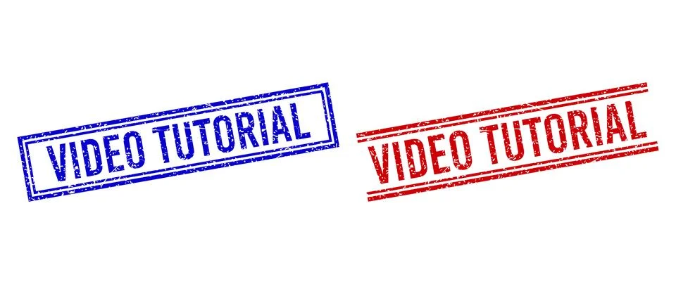 Distress Textured VIDEO TUTORIAL Seal with Double Lines Stock Illustration