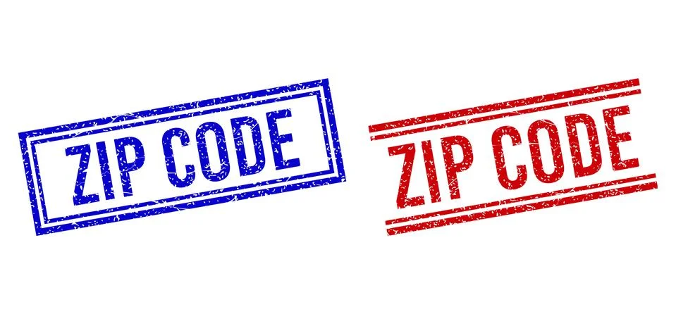 Distress Textured ZIP CODE Stamps with Double Lines Stock Illustration