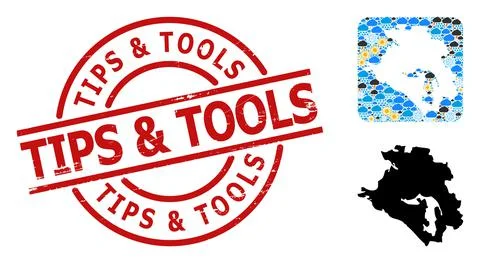 Distress Tips &amp; Tools Stamp and Hole Climate Pattern Map of Krasnodarskiy Kray 스톡 일러스트