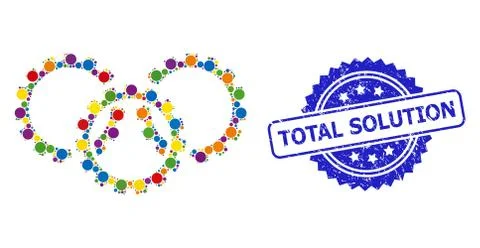 Distress Total Solution Stamp Seal and Colorful Collage Gears Illustrazione stock