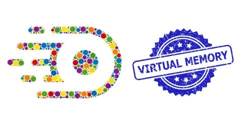 Distress Virtual Memory Seal and Colored Collage Speed Core Stock Illustration