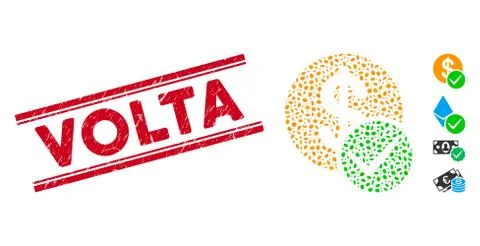 Distress Volta Line Stamp and Collage Valid Dollar Coin Icon Stock Illustration