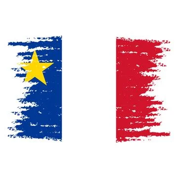 Distressed Acadian flag texture with vertical tricolor stripes and star Stock Illustration