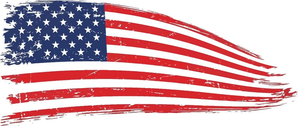 Distressed American Flag with Worn Texture - Grunge Style USA Banner Stock Illustration