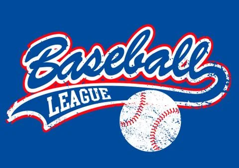 Distressed baseball script with a baseball Stock Illustration