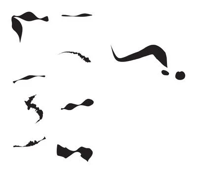 Distressed black grunge border strokes and calligraphic marks for posters イラスト素材