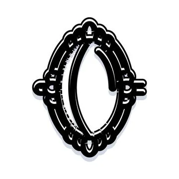 Distressed black oval frame with decorative elements イラスト素材