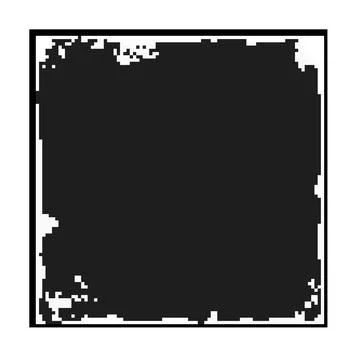 Distressed black square frame with textured grunge overlay Stock Illustration