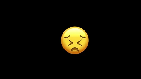 Distressed face emoji on black background Stock Footage 329406493