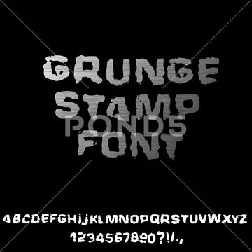 Distressed grunge alphabet. Stamp ink font. Vector illustration. Stock Illustration