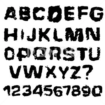 Distressed grunge alphabet. Stamp ink font. Vector illustration. Stock Illustration