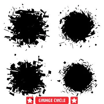Distressed Grunge Circles Vector Bundle  Raw and Gritty Circular Elements f.. 库存插图