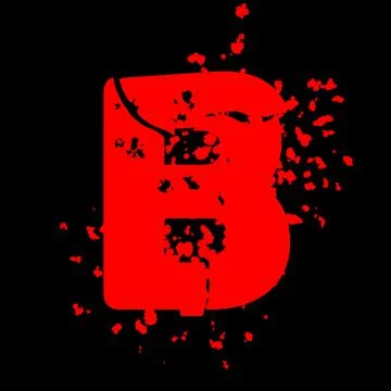 Distressed grunge font.Red vector letter on black background. Stock Illustration