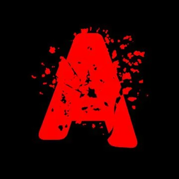 Distressed grunge font.Red vector letter on black background. Stock Illustration