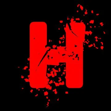 Distressed grunge font.Red vector letter on black background. Stock Illustration