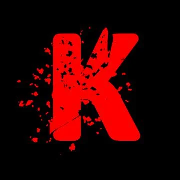 Distressed grunge font.Red vector letter on black background. Stock Illustration