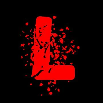 Distressed grunge font.Red vector letter on black background. Stock Illustration