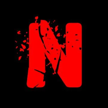 Distressed grunge font.Red vector letter on black background. Illustrazione stock