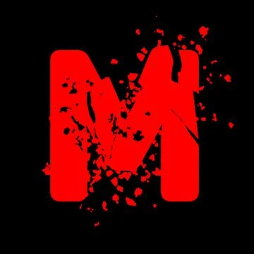 Distressed grunge font.Red vector letter on black background. Stock Illustration