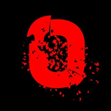 Distressed grunge font.Red vector letter on black background. Stock Illustration