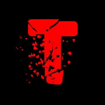 Distressed grunge font.Red vector letter on black background. Stock Illustration