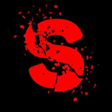 Distressed grunge font.Red vector letter on black background. Stock Illustration