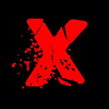 Distressed grunge font.Red vector letter on black background. Illustrazione stock