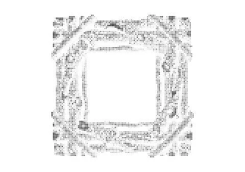 Distressed halftone square frame with grunge texture effect isolated on whi.. Stock Illustration
