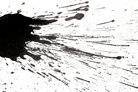 Distressed Monochrome Ink Circle Texture and Splatter Graphic on white back.. Stock Illustration