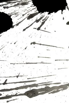 Distressed Monochrome Ink Circle Texture and Splatter Graphic on white back.. Stock Illustration