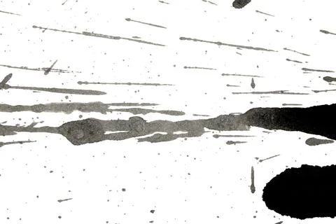 Distressed Monochrome Ink Circle Texture and Splatter Graphic on white back.. Stock Illustration