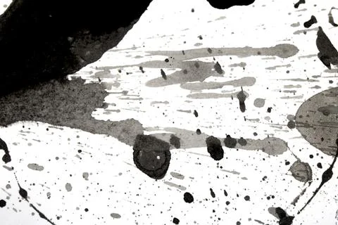 Distressed Monochrome Ink Circle Texture and Splatter Graphic on white back.. Stock Illustration