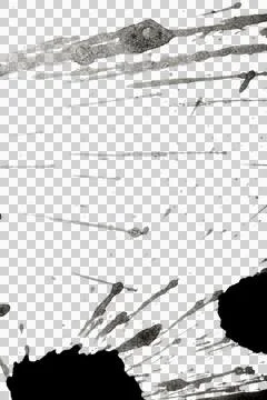 Distressed Monochrome Ink Circle Texture and Splatter Graphic on white back.. Stock Illustration