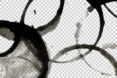 Distressed Monochrome Ink Circle Texture and Splatter Graphic on white back.. Stock Illustration