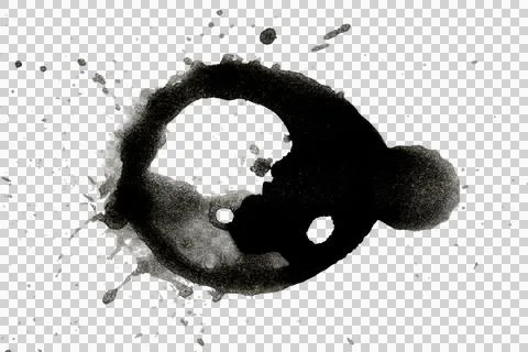 Distressed Monochrome Ink Circle Texture and Splatter Graphic on white back.. Stock Illustration