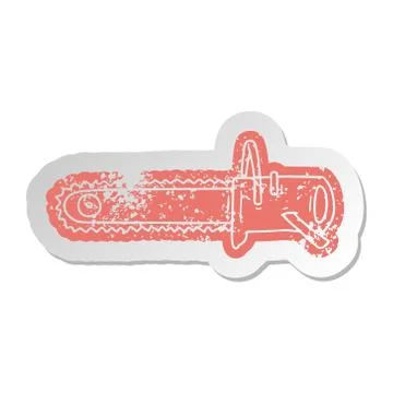 Distressed old sticker fo a chain saw Stock Illustration