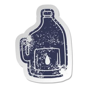 Distressed old sticker of a large drinking bottle Stock Illustration