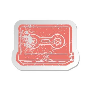 Distressed old sticker of a retro cassette tape Stock Illustration