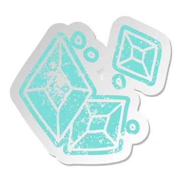 Distressed old sticker of some ruby gems Illustrazione stock