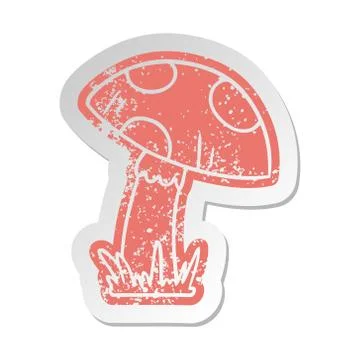 Distressed old sticker of a toad stool Stock Illustration