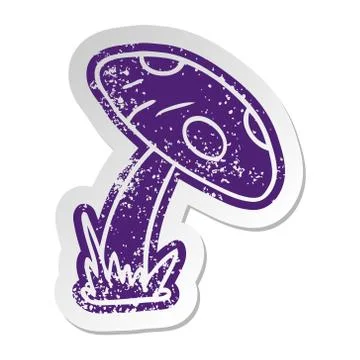 Distressed old sticker of a toad stool Stock Illustration