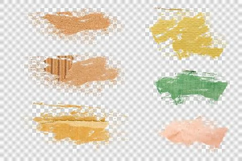 Distressed paper brush stroke textures isolated as transparent PNG elements Ilustración de archivo