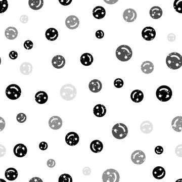 Distressed seamless pattern with smiling faces. Smiles are on white background Stock Illustration