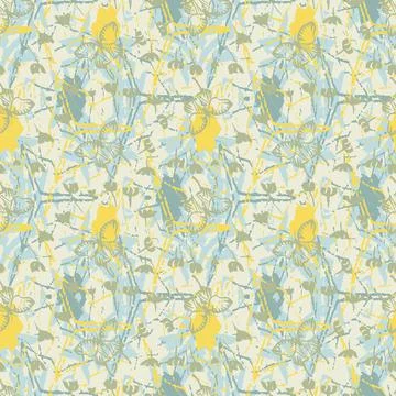 Distressed seamless vector pattern with butterfly Illustrazione stock
