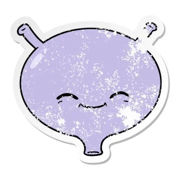 Distressed sticker of a cartoon bladder Stock Illustration
